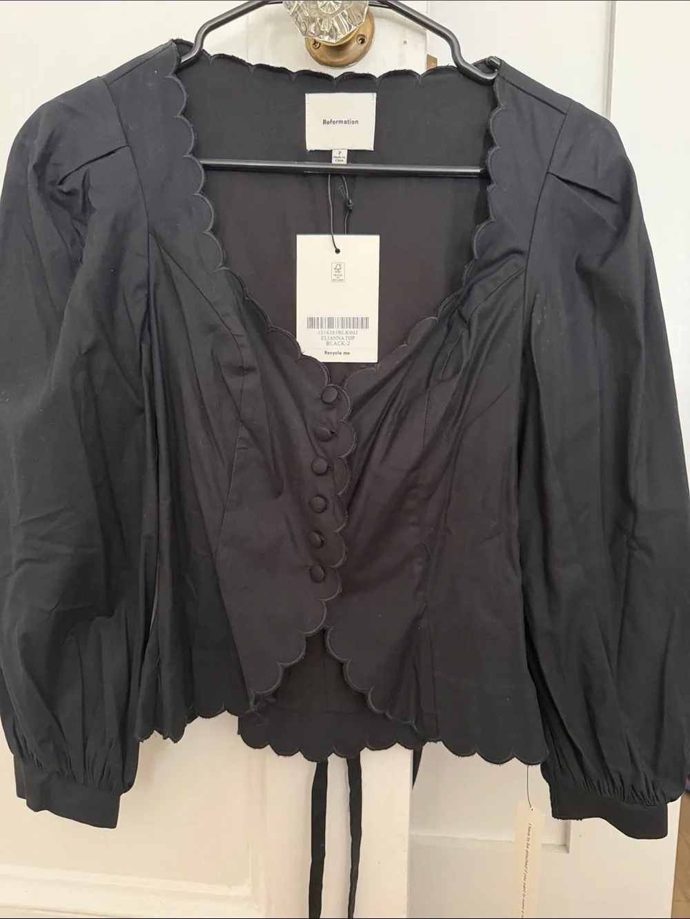 Reformation Black Eliana Top